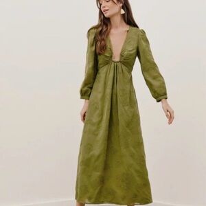 Olive Green Long Sleeve Maxi Dress - Brand